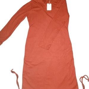 Woman's Panesare XXL Brown Long Sleeve Body condition Drawstring Mini Dr…